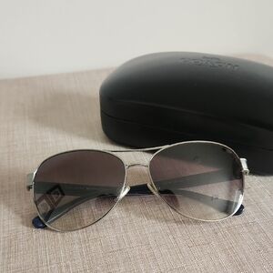 Coach Silver Aviator Sunglasses with Gray Lenses